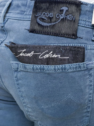Shop Jacob Cohen Handkerchief Detail Slim-fit Trousers In Blue