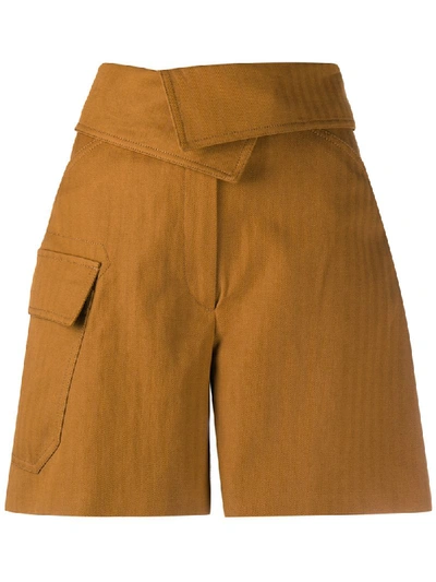 Shop Kenzo Wrap-front Cotton Shorts In Brown