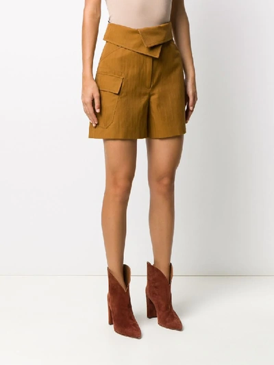 Shop Kenzo Wrap-front Cotton Shorts In Brown