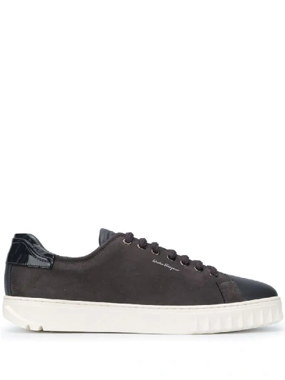 Ferragamo Men's Cube Stromboli Sand Low-top Sneakers In Grey