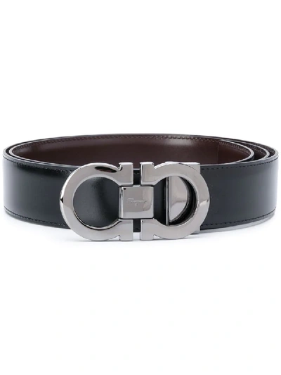 Shop Ferragamo Gancini Buckle Belt In Black