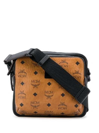 Shop Mcm Logo Print Shoulder Bag In Neutrals