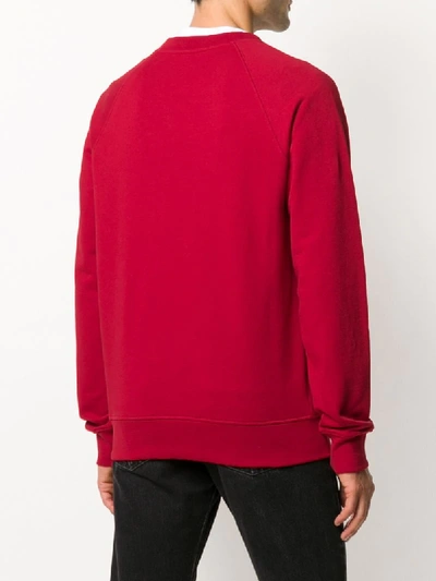 Shop Balmain Logo-print Raglan Sweatshirt In Red