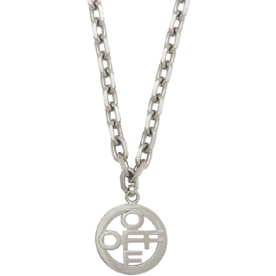 Shop Off-white Silver Logo Cross Necklace