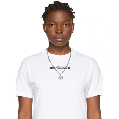 Shop Off-white Silver Logo Cross Necklace