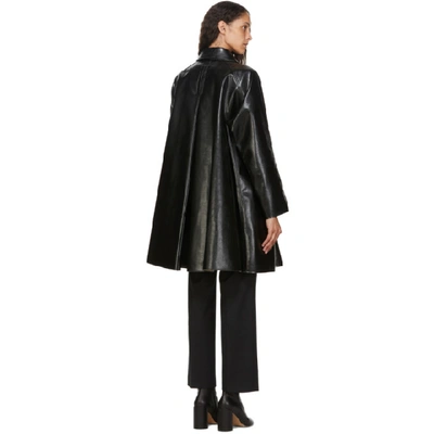 Shop Mm6 Maison Margiela Black Pleather Oversize Coat In 900 Black