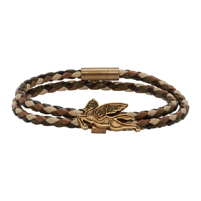 Shop Etro Brown Pegasus Bracelet In 700 Gold
