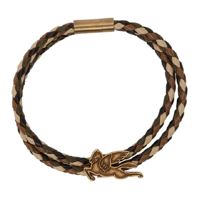 Shop Etro Brown Pegasus Bracelet In 700 Gold