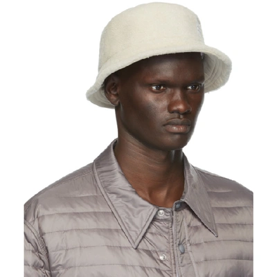 Shop Thom Browne Off-white Shearling Bucket Hat In 100 White
