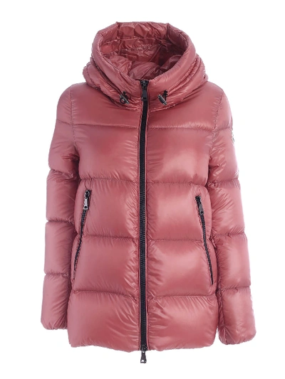 Shop Moncler Seritte Down Jacket In Pink Featuring Hood