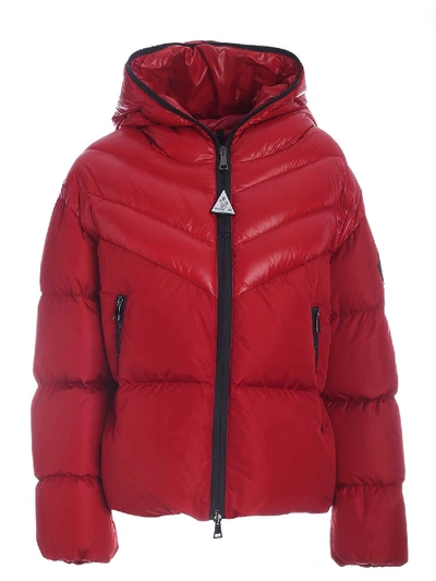 Shop Moncler Guenioc Down Jacket Featuring Branded Pockets In Red