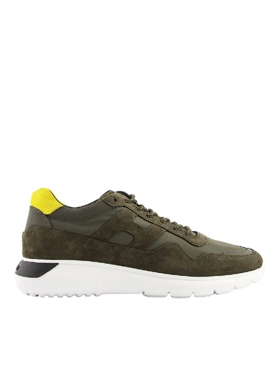 Shop Hogan Interactive³ Nubuck And Fabric Sneakers In Green