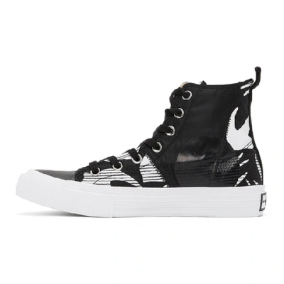 Shop Mcq By Alexander Mcqueen Mcq Alexander Mcqueen Black And White Mcq Swallow Plimsoll High-top Sneakers In 1006 Blk/wt