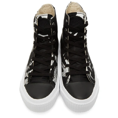 Shop Mcq By Alexander Mcqueen Mcq Alexander Mcqueen Black And White Mcq Swallow Plimsoll High-top Sneakers In 1006 Blk/wt