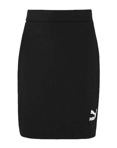 Shop Puma Classics Ribbed Skirt Woman Mini Skirt Black Size M Polyester, Elastane