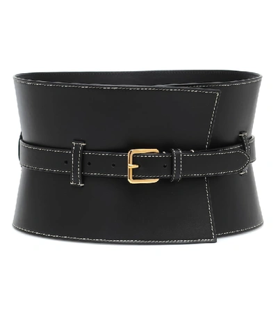 Shop Altuzarra Obie Leather Corset Belt In Black
