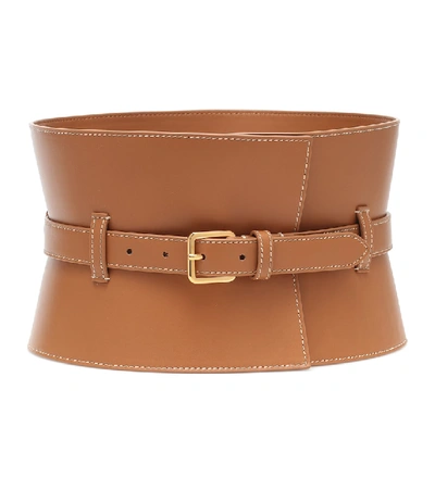 Shop Altuzarra Obie Leather Corset Belt In Brown