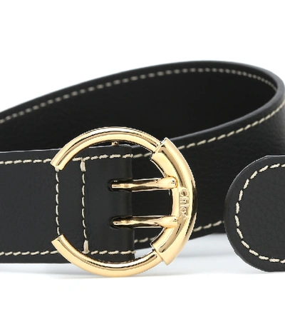 Shop Chloé Leather Belt In Black