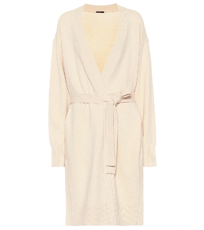 Shop Joseph Belted Wool Cardigan In White