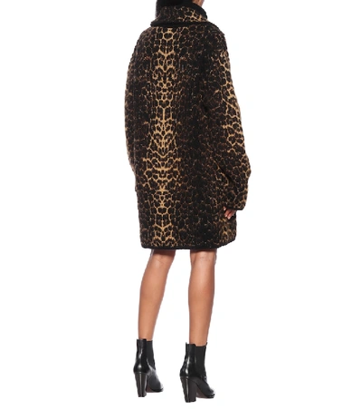 Shop Saint Laurent Leopard-print Wool-blend Coat In Brown