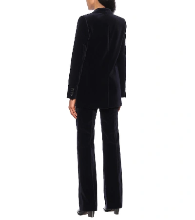 Shop Saint Laurent Cotton Velvet Blazer In Blue