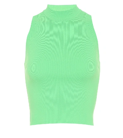 Shop Adam Selman Sport Ribbed-knit Nylon Tank Top In Green