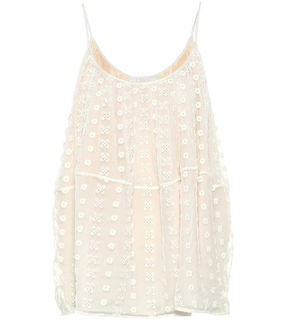 Shop Chloé Embroidered Silk Crêpon Camisole In White