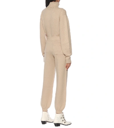 Shop Chloé Cashmere Trackpants In Beige