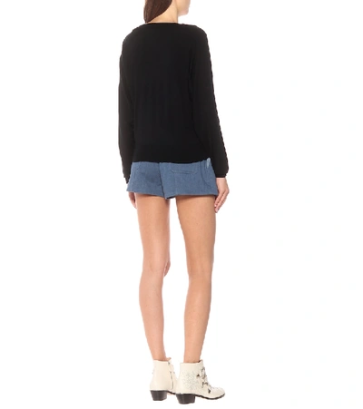 Shop Chloé Lace-trimmed Wool And Silk Sweater In Black