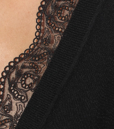 Shop Chloé Lace-trimmed Wool And Silk Sweater In Black