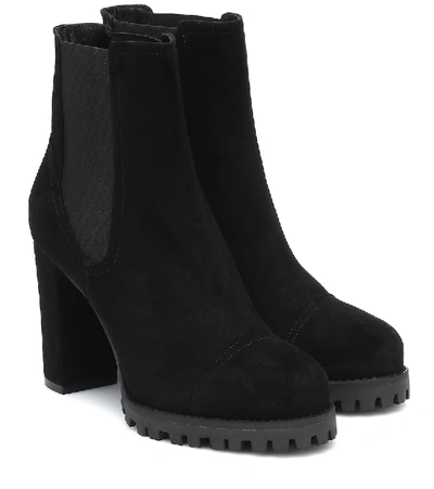 Shop Stuart Weitzman Wenda Suede Ankle Boots In Black