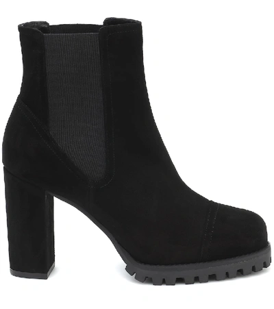 Shop Stuart Weitzman Wenda Suede Ankle Boots In Black