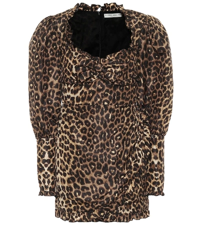 Shop Alessandra Rich Leopard-print Silk Minidress In No