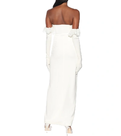 Shop Alessandra Rich Cady Strapless Gown In White
