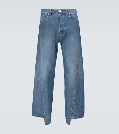 Shop Lanvin Twisted Denim Pants In Blue