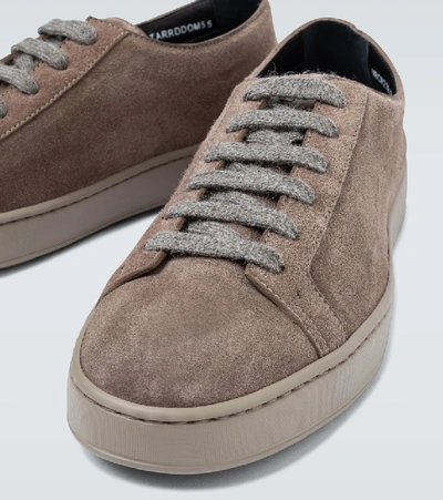 Shop Santoni Suede Low-top Sneakers In Beige