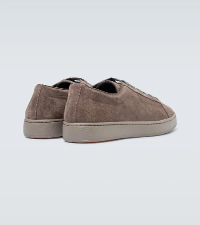 Shop Santoni Suede Low-top Sneakers In Beige