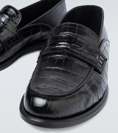 Shop Loewe Slip-on Leather Loafers In Black