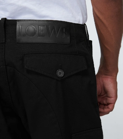 Shop Loewe Cotton Cargo Pants In Black