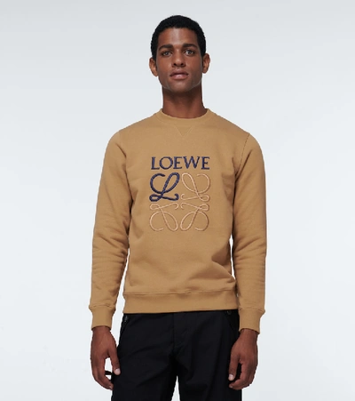 Shop Loewe Anagram Embroidered Sweatshirt In Brown