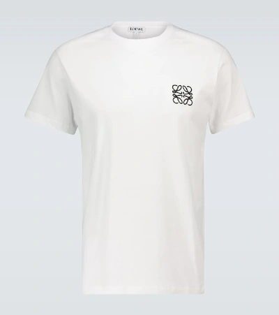 Loewe Anagram Embroidered Cotton T-shirt In White | ModeSens