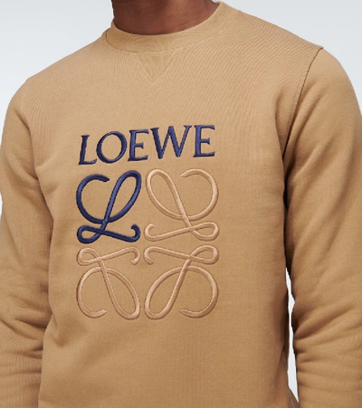 Shop Loewe Anagram Embroidered Sweatshirt In Brown