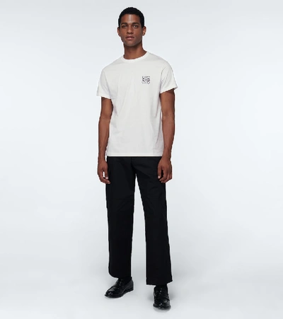 Shop Loewe Anagram Embroidered Cotton T-shirt In White