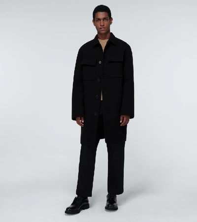 Shop Oamc I.d. Wool-blend Coat In Black