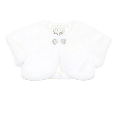 Shop Rachel Riley Embellished Faux Fur Bolero In White