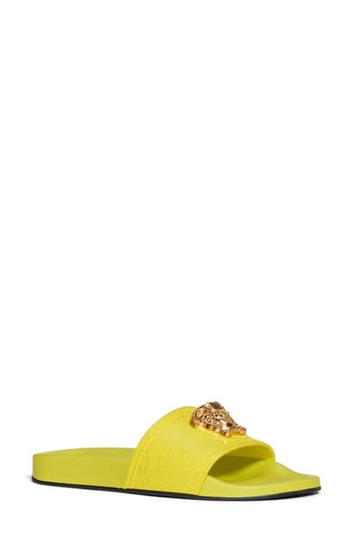 Shop Versace Palazzo Medusa Slide Sandal In Apple/ Gold