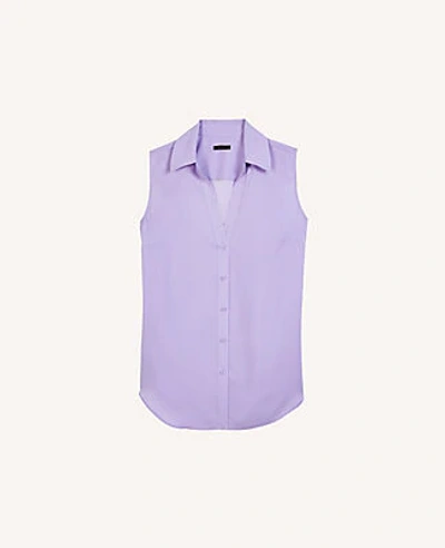Shop Ann Taylor Petite Sleeveless Essential Shirt In Lavender Sky