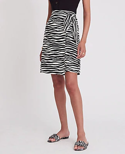 Shop Ann Taylor Petite Zebra Print Sarong Skirt In Black