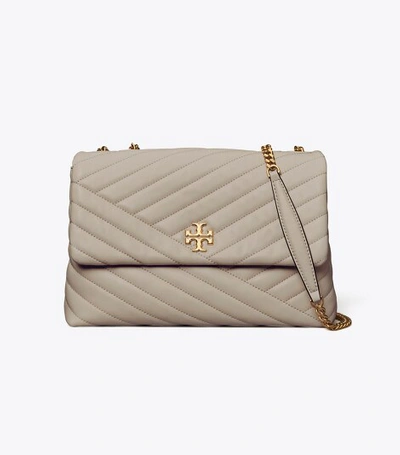 Shop Tory Burch Kira Chevron Convertible Shoulder Bag In Gray Heron