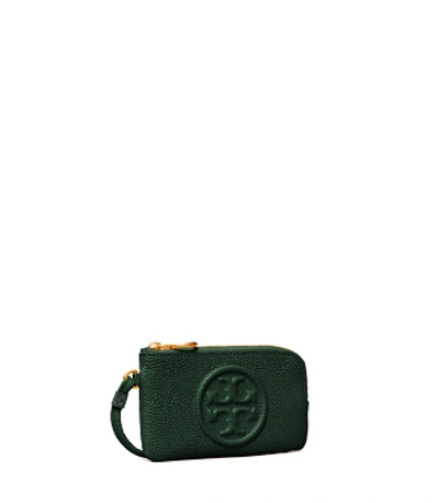Shop Tory Burch Perry Bombe Top-zip Card Case In Pine Tree